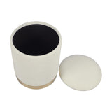 TOV Zoe Cream Chenille Storage Ottoman