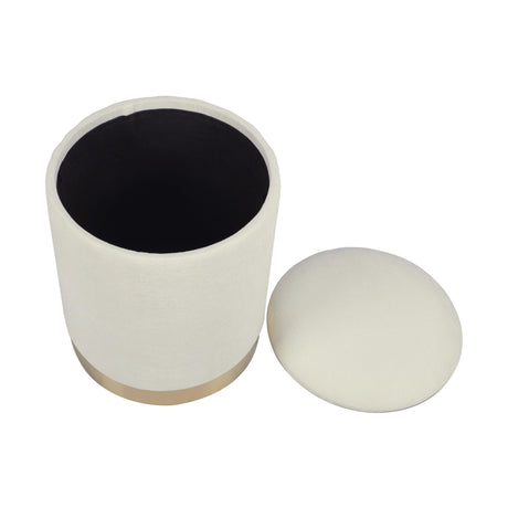 TOV Zoe Cream Chenille Storage Ottoman