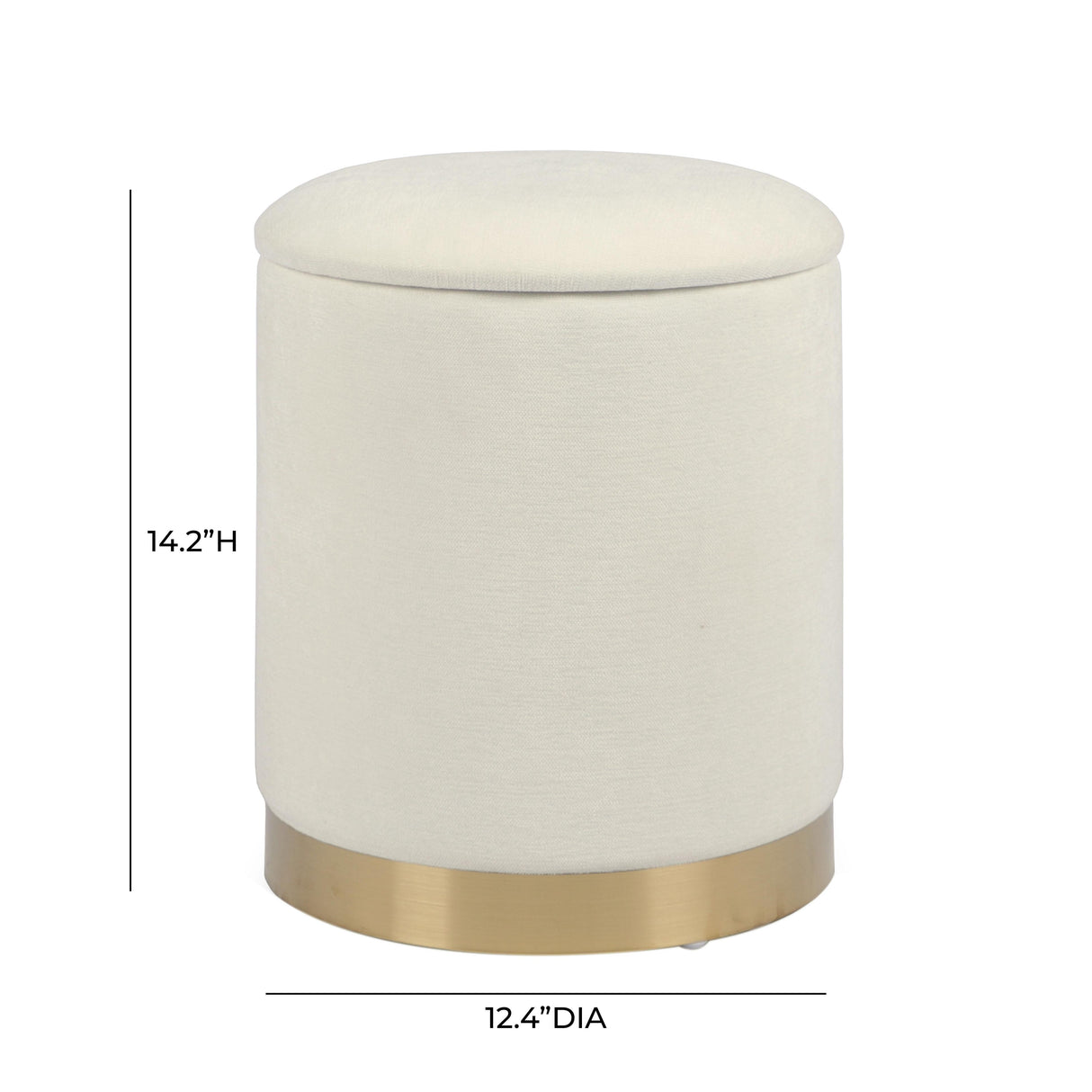 TOV Zoe Cream Chenille Storage Ottoman