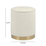 TOV Zoe Cream Chenille Storage Ottoman