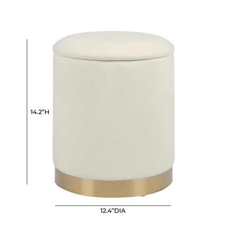 TOV Zoe Cream Chenille Storage Ottoman
