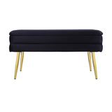 TOV Ziva Black Velvet Storage Bench
