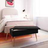 TOV Ziva Black Velvet Storage Bench