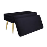 TOV Ziva Black Velvet Storage Bench