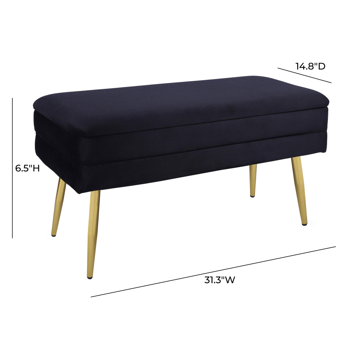 TOV Ziva Black Velvet Storage Bench