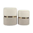 TOV Gigi Cream and Tan Chenille Storage Ottoman - Set of 2