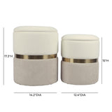 TOV Gigi Cream and Tan Chenille Storage Ottoman - Set of 2