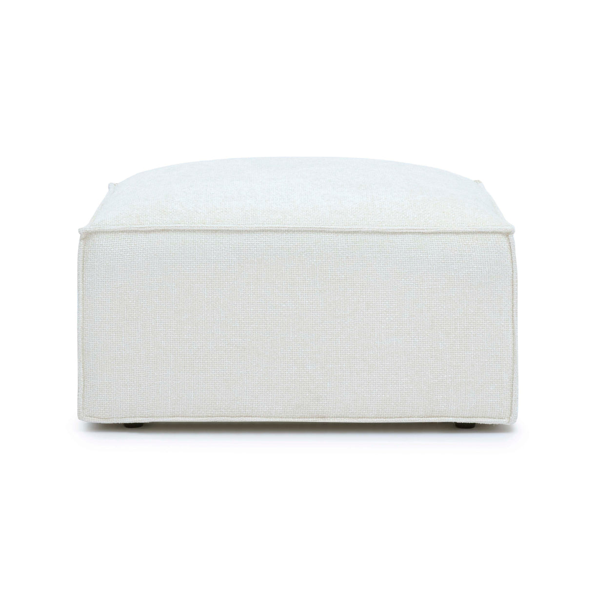 TOV Mindy Cream Chenille Basketweave Ottoman