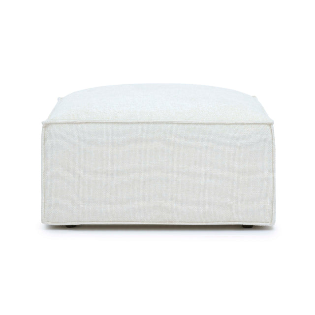 TOV Mindy Cream Chenille Basketweave Ottoman