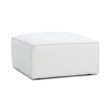 TOV Mindy Cream Chenille Basketweave Ottoman