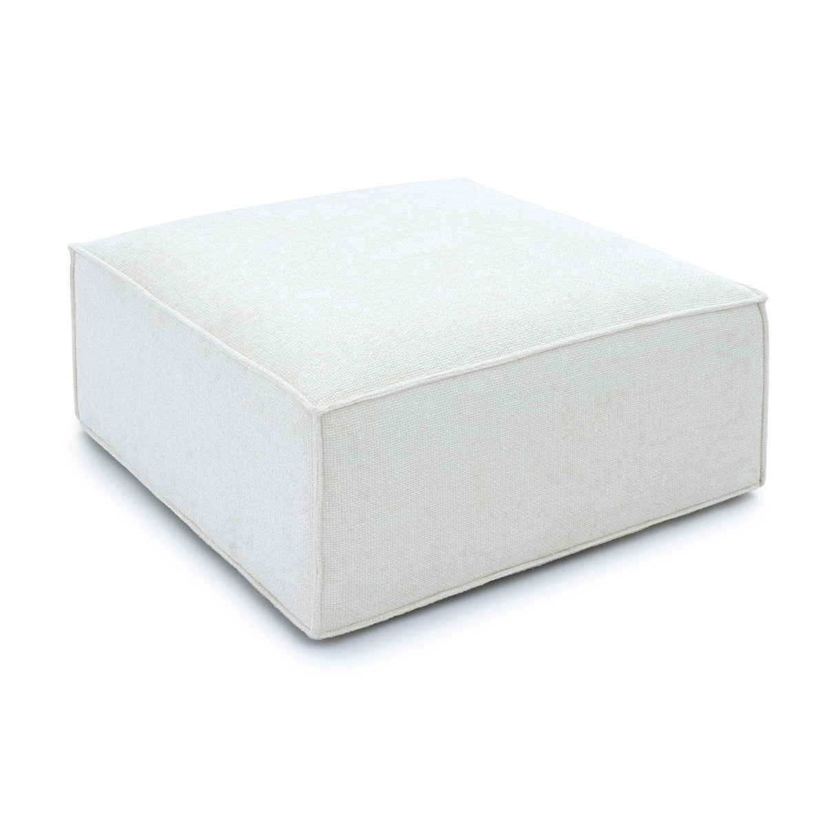 TOV Mindy Cream Chenille Basketweave Ottoman