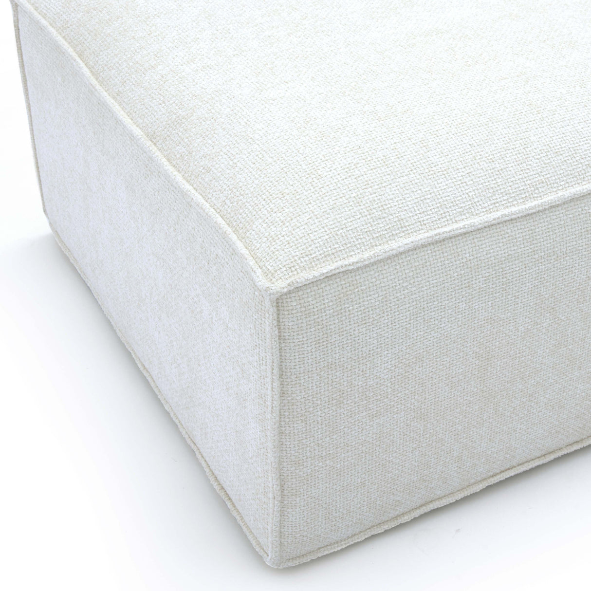 TOV Mindy Cream Chenille Basketweave Ottoman