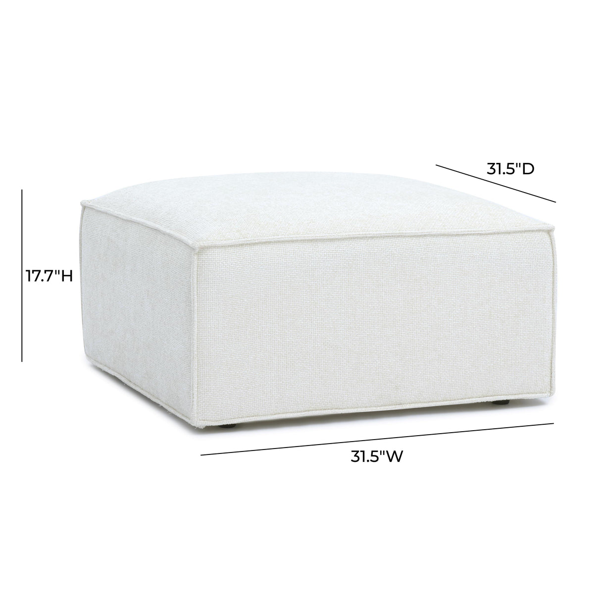 TOV Mindy Cream Chenille Basketweave Ottoman