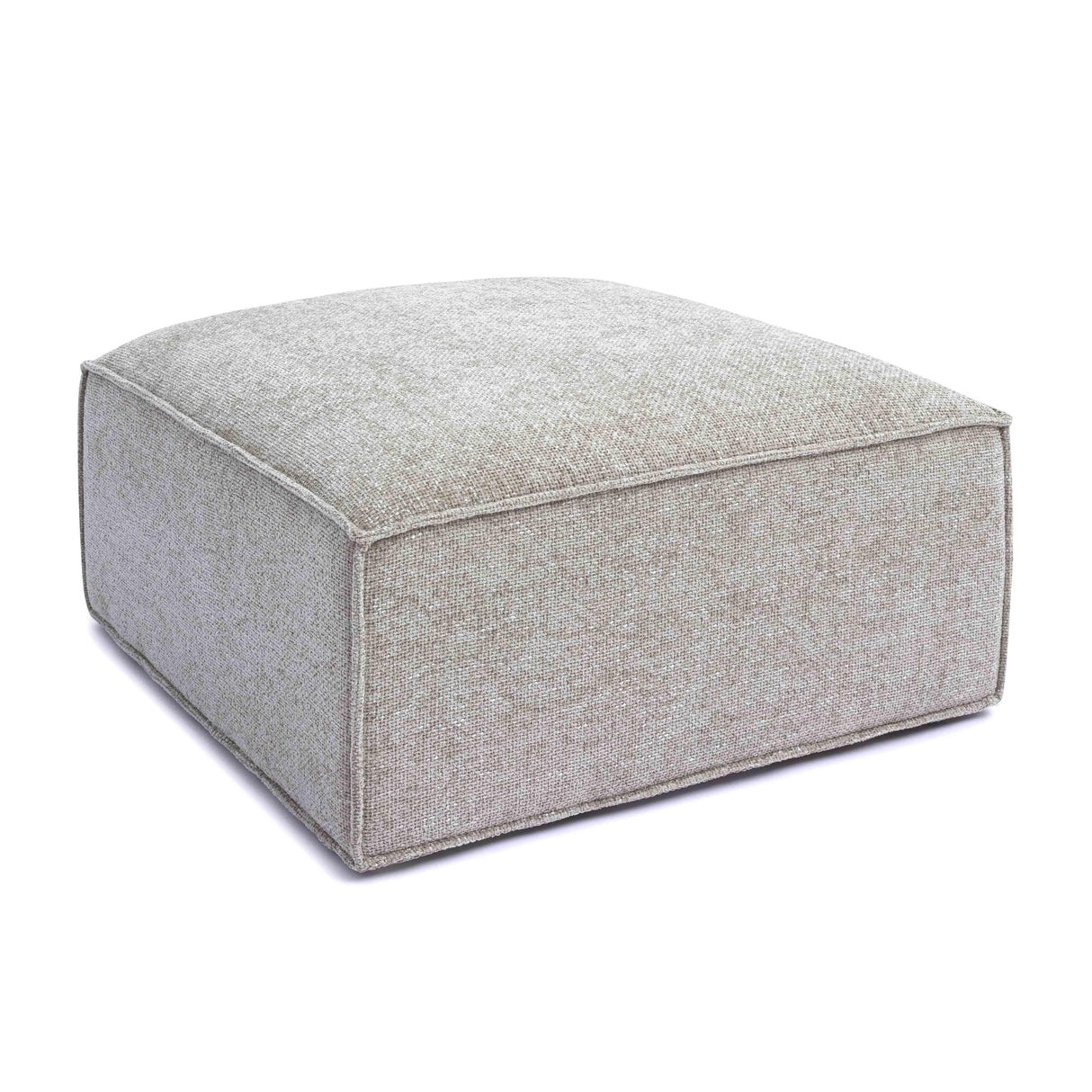 TOV Mindy Taupe Chenille Basketweave Ottoman