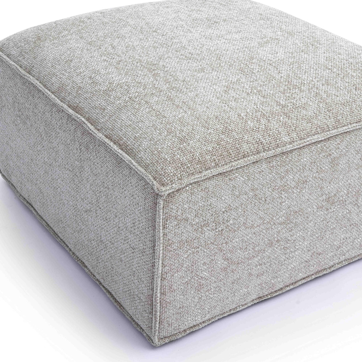 TOV Mindy Taupe Chenille Basketweave Ottoman