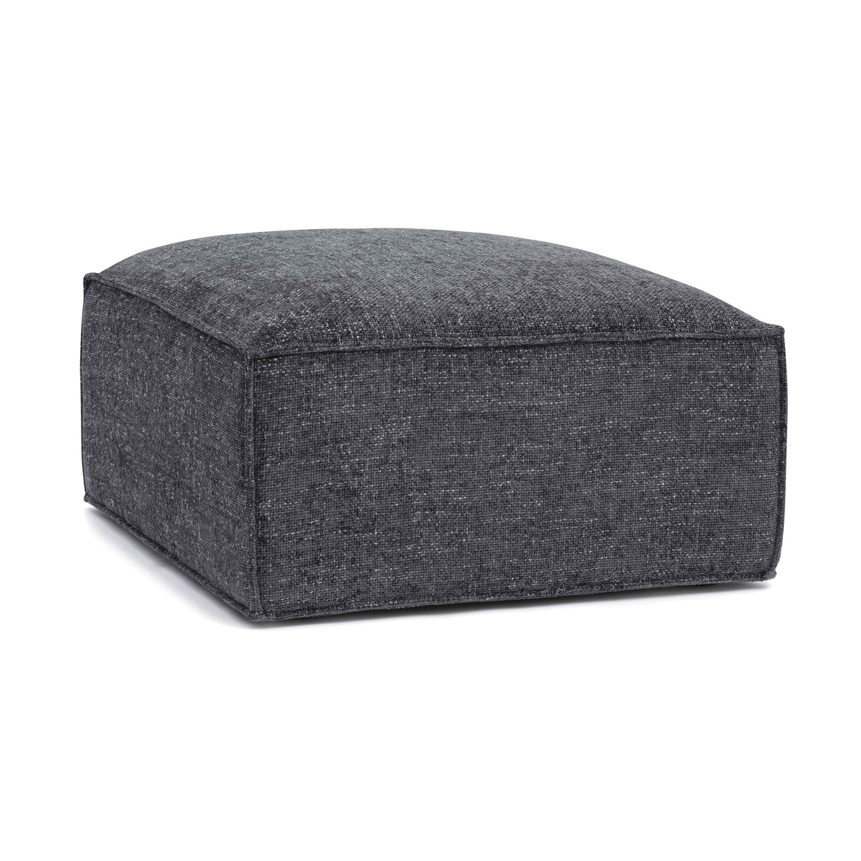 TOV Mindy Charcoal Chenille Basketweave Ottoman