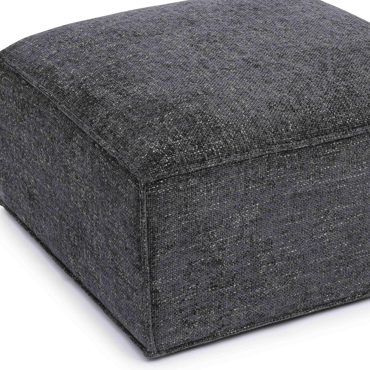 TOV Mindy Charcoal Chenille Basketweave Ottoman