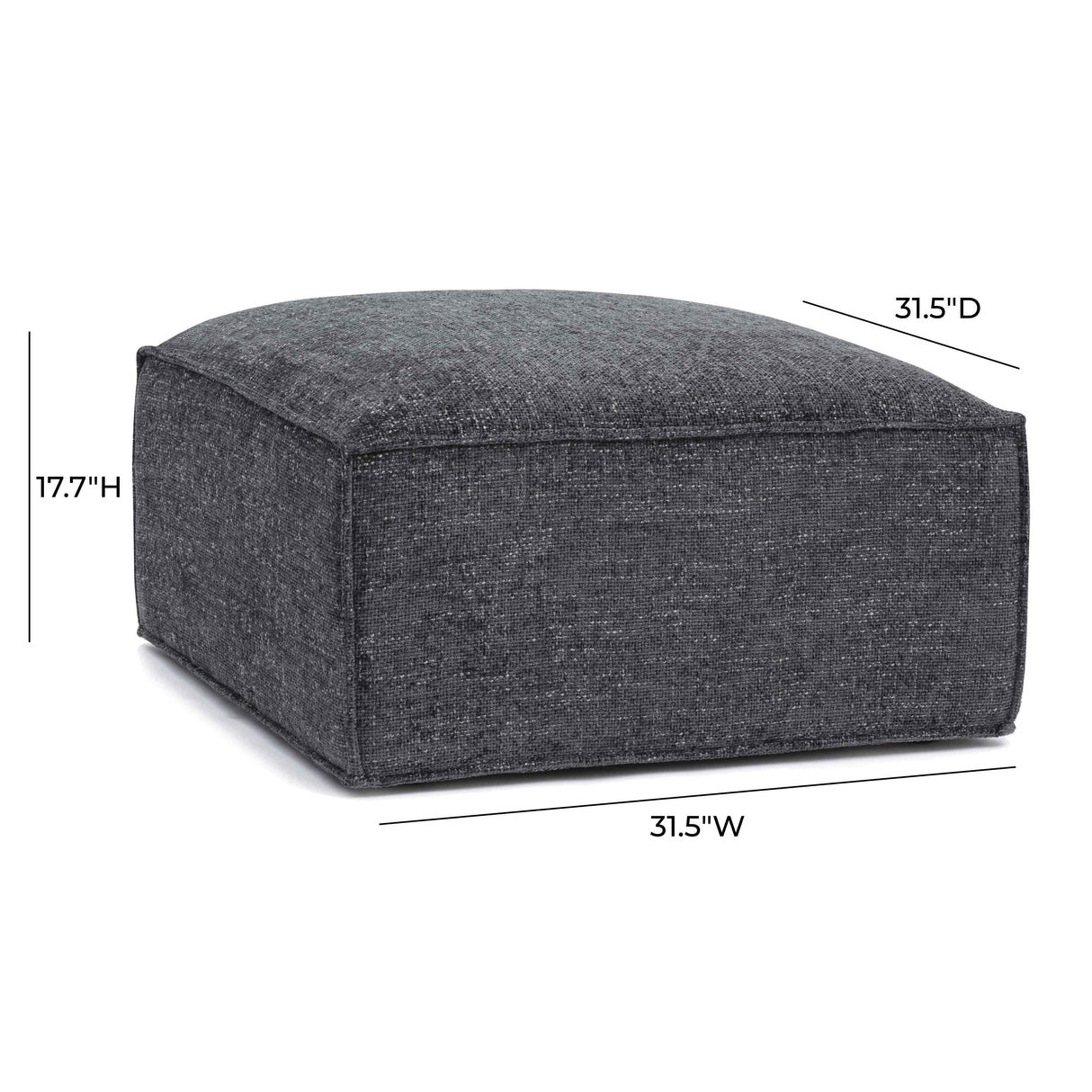 TOV Mindy Charcoal Chenille Basketweave Ottoman