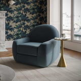 TOV Tiago Dark Teal Velvet Swivel Chair
