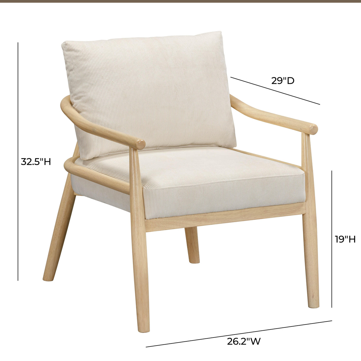 TOV Dixie Cream Performance Corduroy Accent Chair
