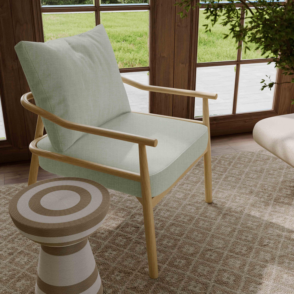 TOV Dixie Mint Green Chenille Velvet Accent Chair