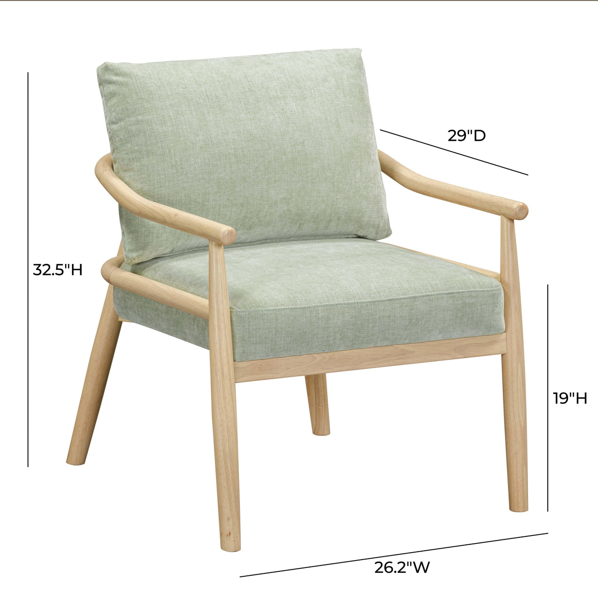 TOV Dixie Mint Green Chenille Velvet Accent Chair