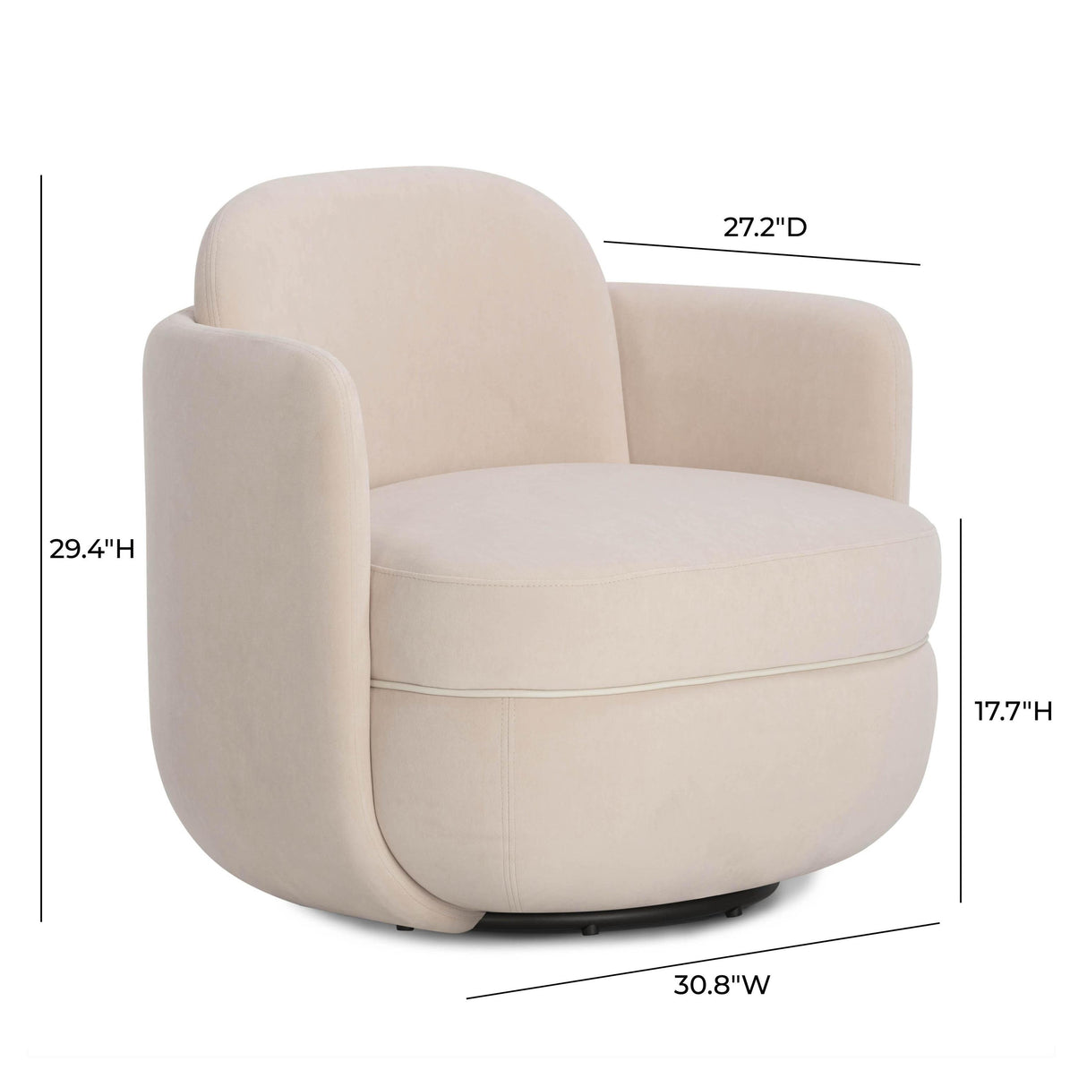 TOV Wolfie Light Blush Velvet Swivel Chair