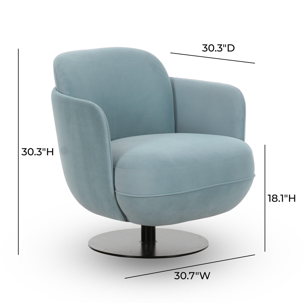 TOV Solange Blue Shadow Velvet Swivel Chair