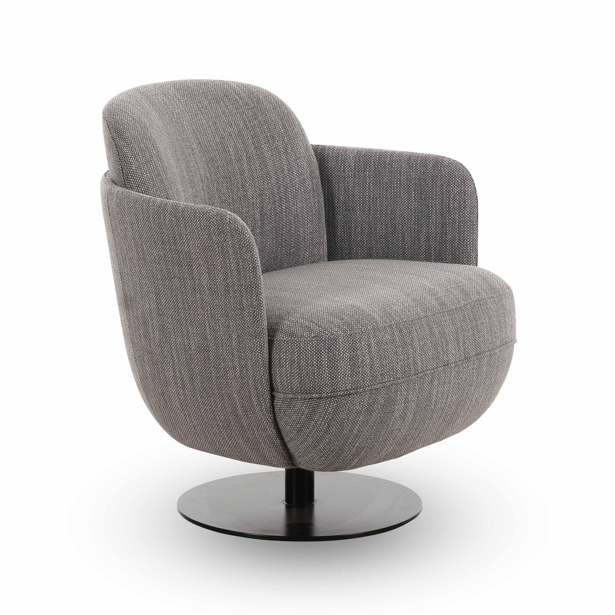 TOV Solange Grey Textured Weave Swivel Chair