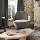 TOV Solange Grey Textured Weave Swivel Chair