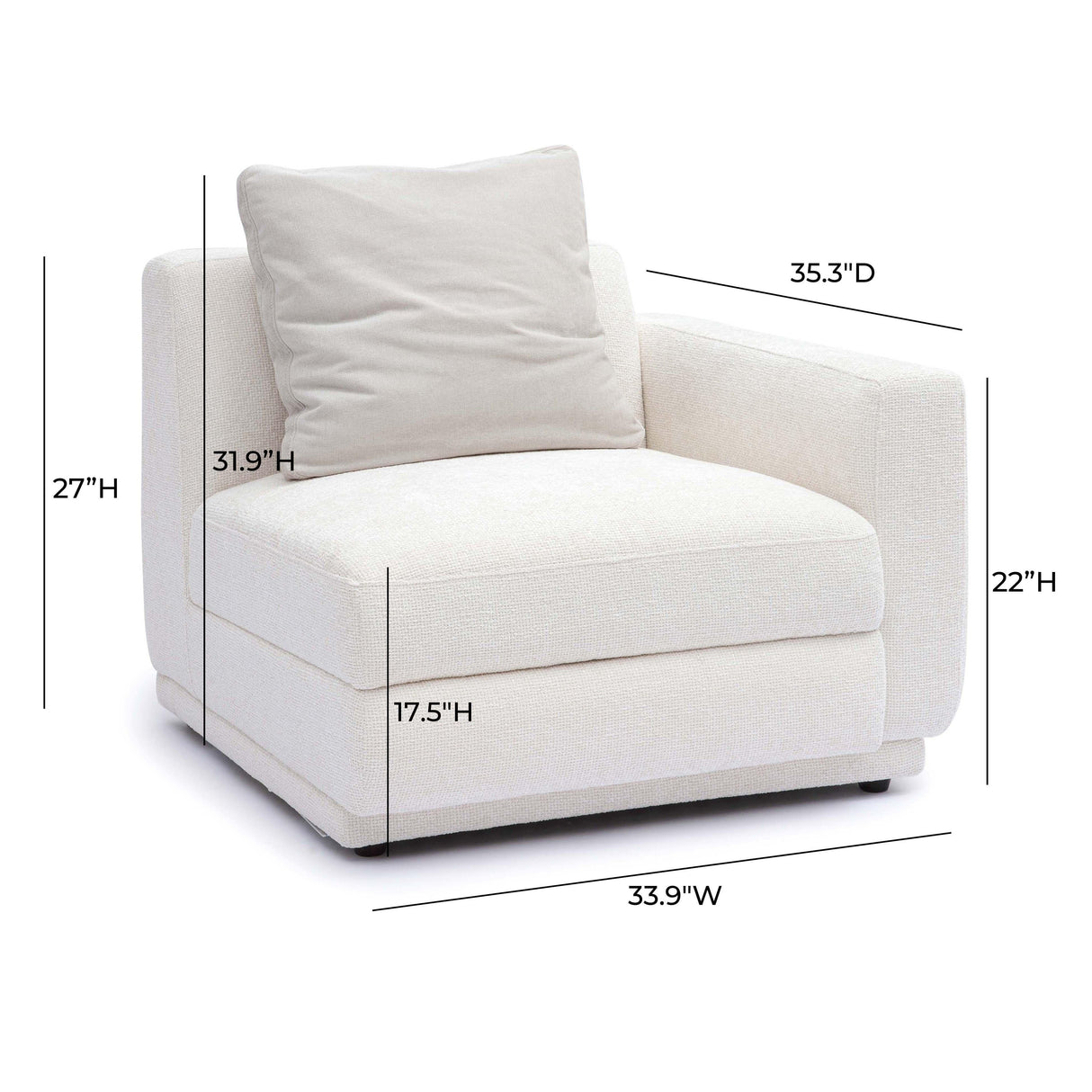 TOV Perry Cream Chenille Modular RAF Corner Chair