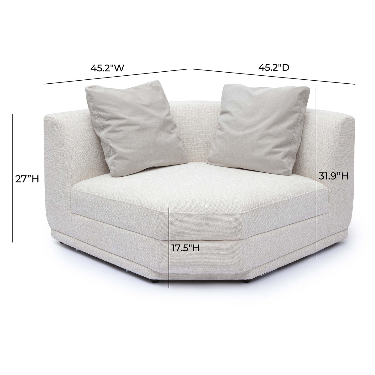TOV Perry Cream Chenille Modular Wedge Corner Chair