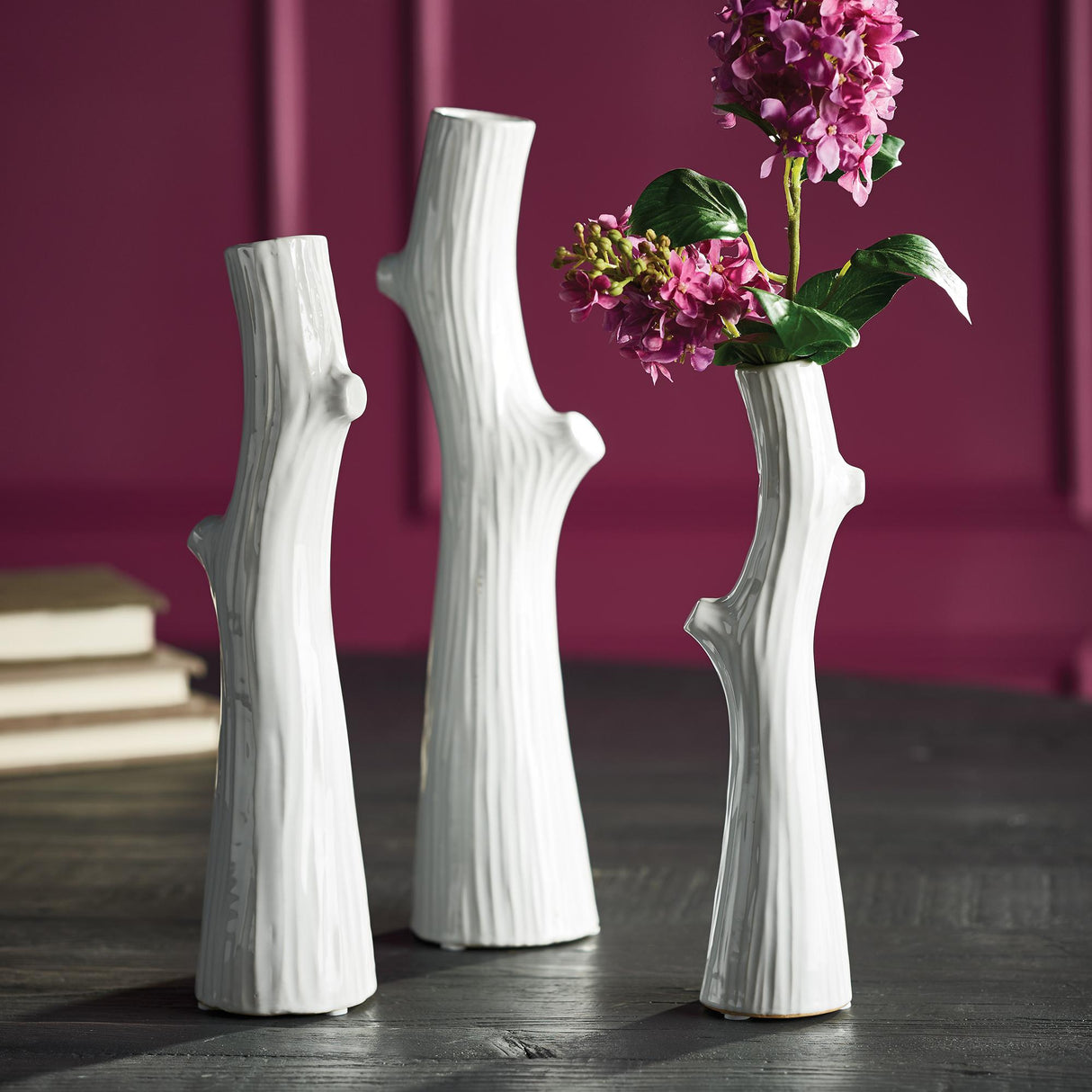Napa White WOODLAND TALL VASES, SET OF 3