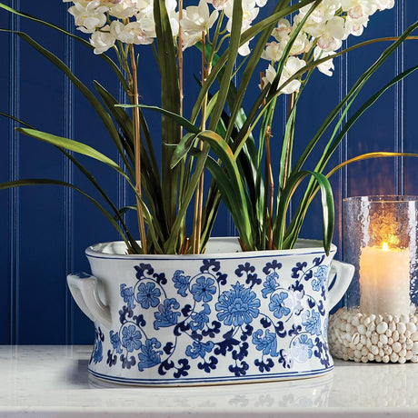 Napa Classic Blue/White BARCLAY BUTERA DYNASTY LOTUS PLANTER