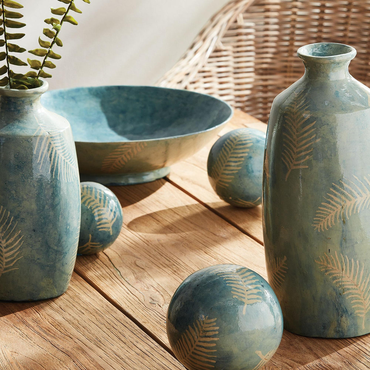 Napa Dusty Blue FERNSCAPE VASE LARGE