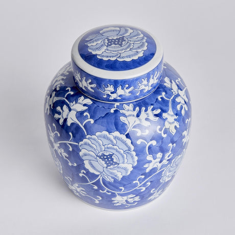 Napa Classic Blue/White BARCLAY BUTERA DYNASTY LOTUS LIDDED JAR