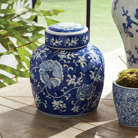 Napa Classic Blue/White BARCLAY BUTERA DYNASTY LOTUS LIDDED JAR