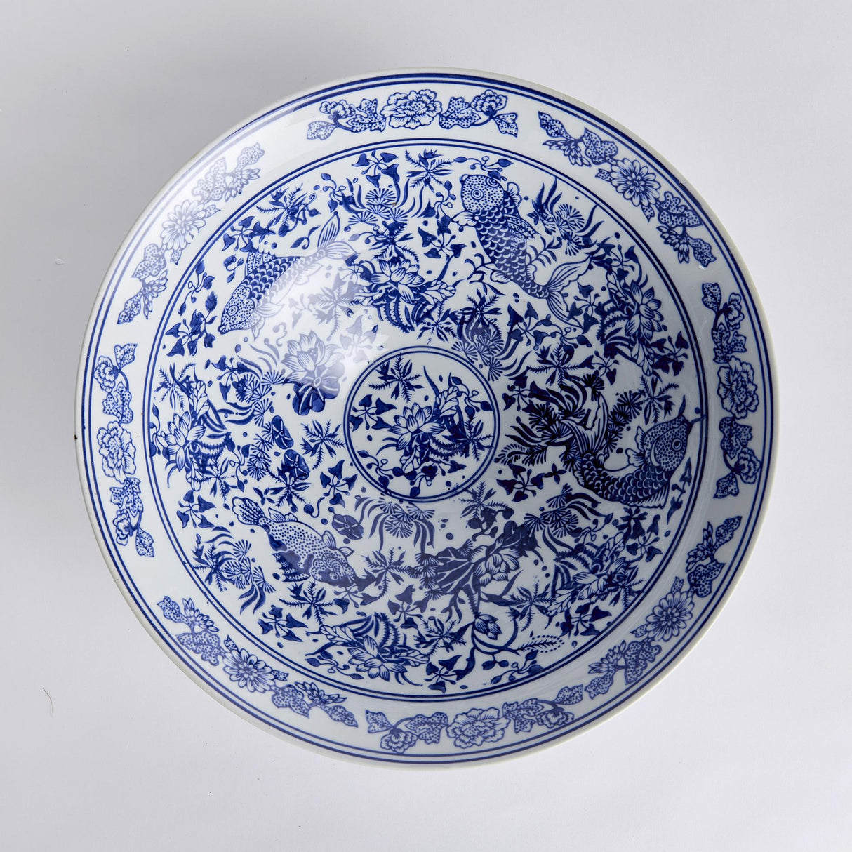 Napa Classic Blue/White BARCLAY BUTERA DYNASTY KOI DECORATIVE BOWL