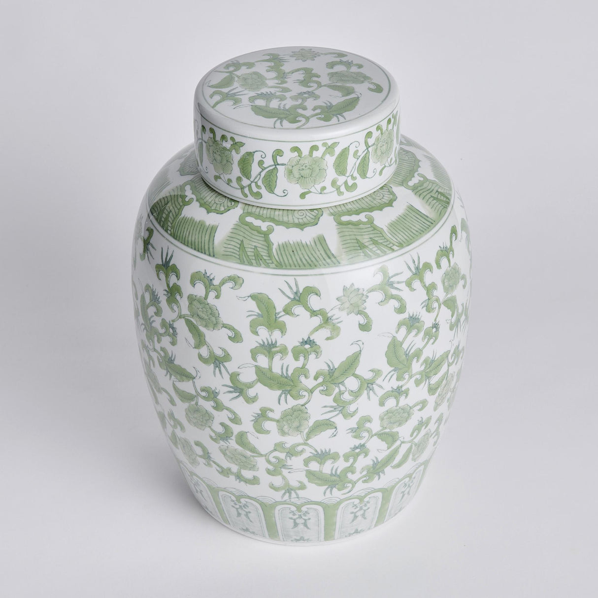 Napa Green/White IMPERIAL BLOSSOM LIDDED JAR