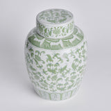 Napa Green/White IMPERIAL BLOSSOM LIDDED JAR
