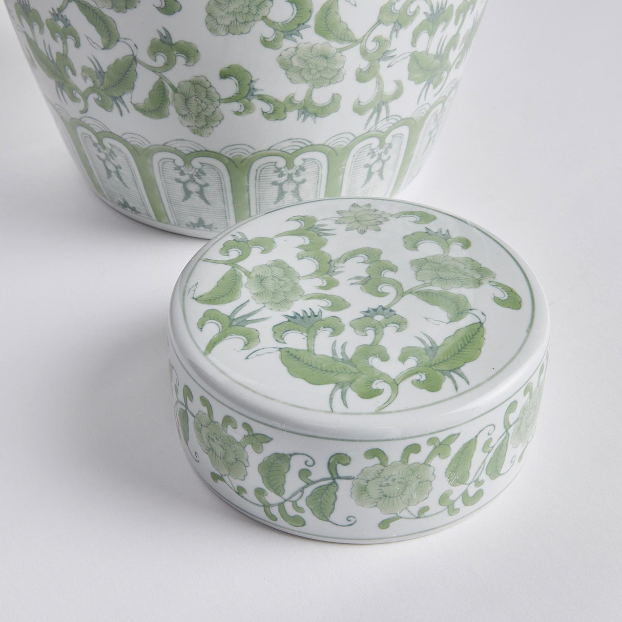 Napa Green/White IMPERIAL BLOSSOM LIDDED JAR