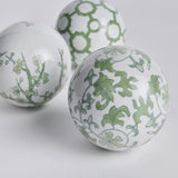 Napa Green/White IMPERIAL ORBS, SET OF 3