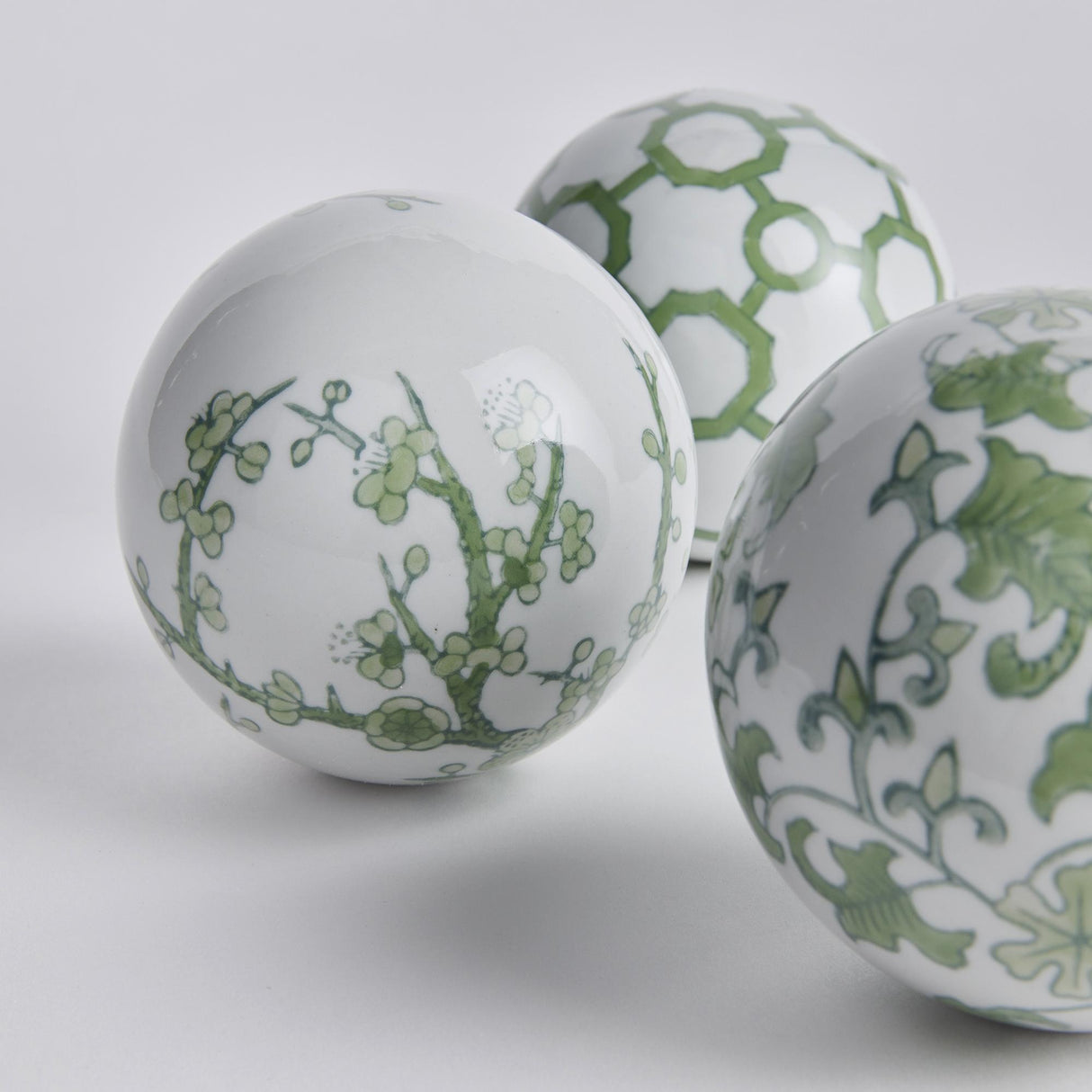 Napa Green/White IMPERIAL ORBS, SET OF 3