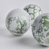 Napa Green/White IMPERIAL ORBS, SET OF 3