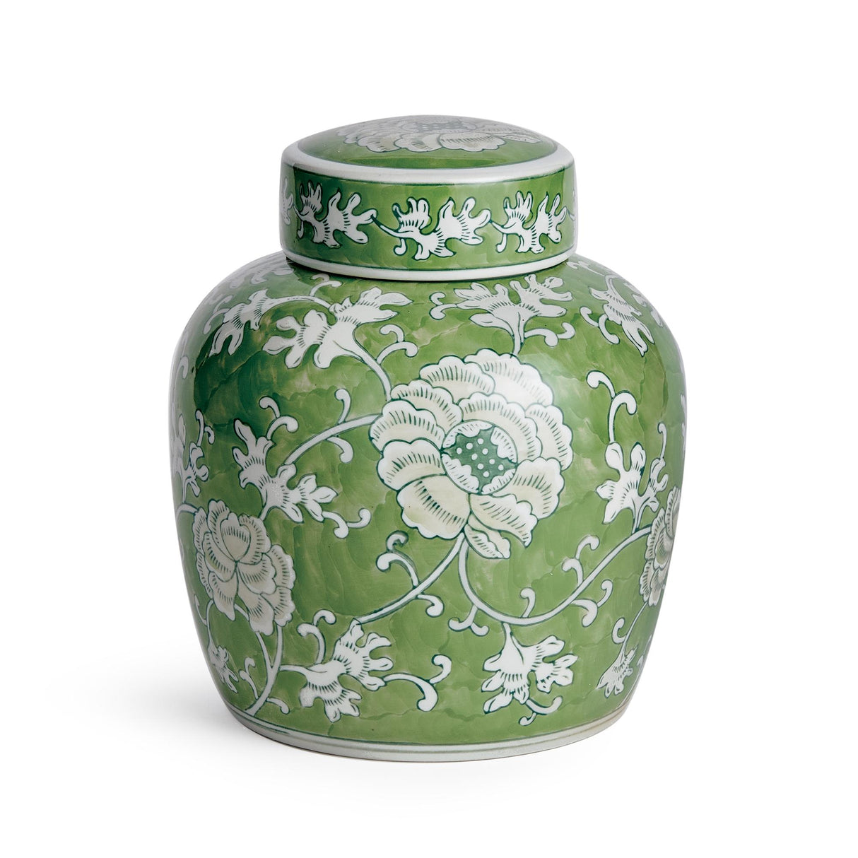 Napa Green/White IMPERIAL LOTUS LIDDED JAR