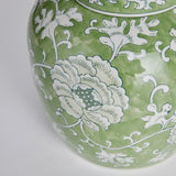 Napa Green/White IMPERIAL LOTUS LIDDED JAR