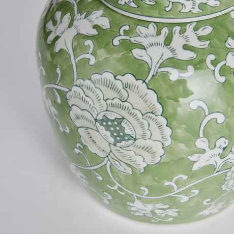 Napa Green/White IMPERIAL LOTUS LIDDED JAR