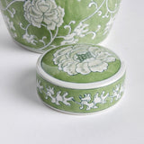 Napa Green/White IMPERIAL LOTUS LIDDED JAR