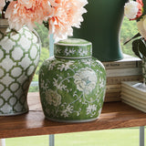 Napa Green/White IMPERIAL LOTUS LIDDED JAR