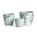 Napa Green/White IMPERIAL FLOWER POTS, SET OF 3